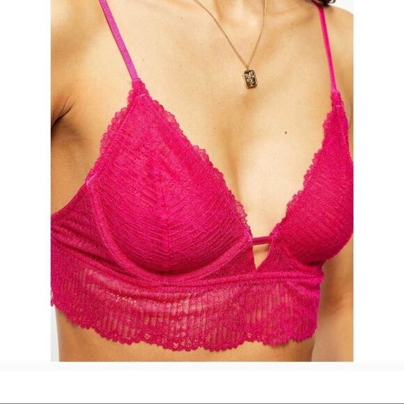 Free People Size XS Sexy Lace Alyssa Underwire Bra In Fuschia Fantastic Pink - Picture 3 of 11